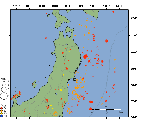 震央分布図