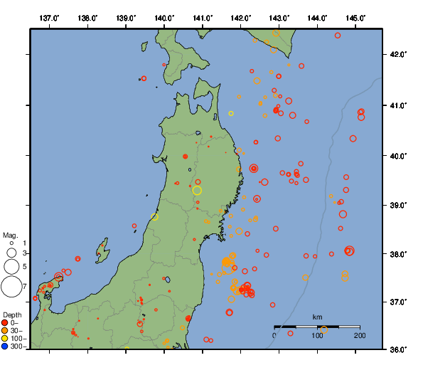 震央分布図