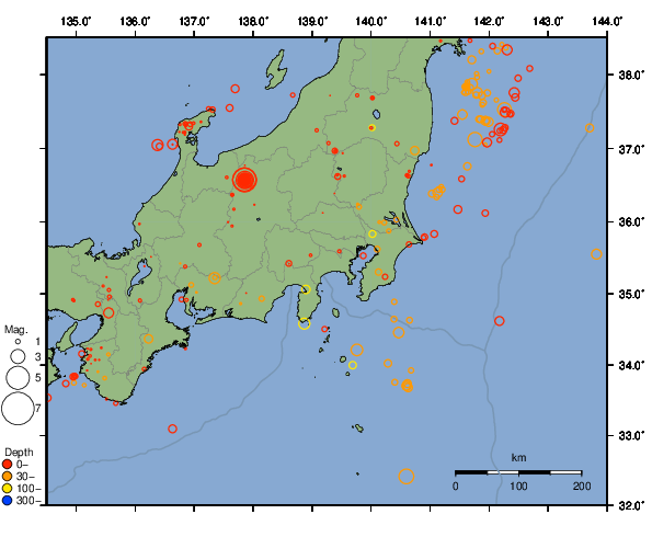 震央分布図