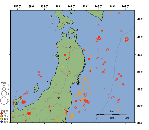 震央分布図
