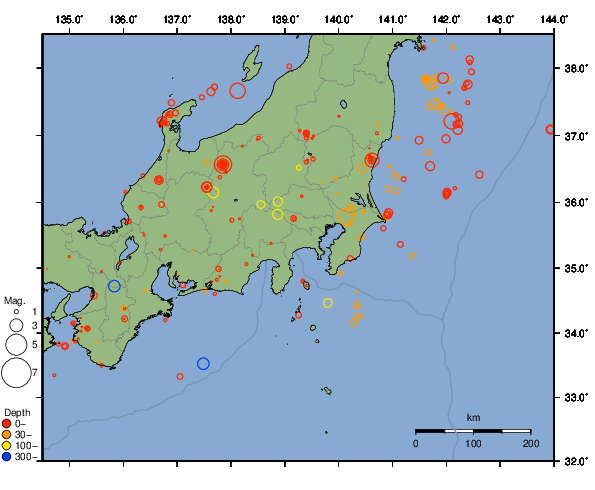 震央分布図
