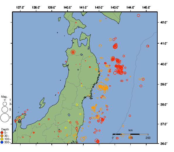 震央分布図