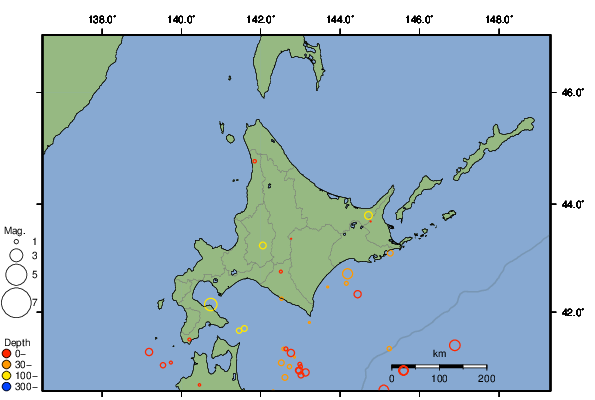 震央分布図
