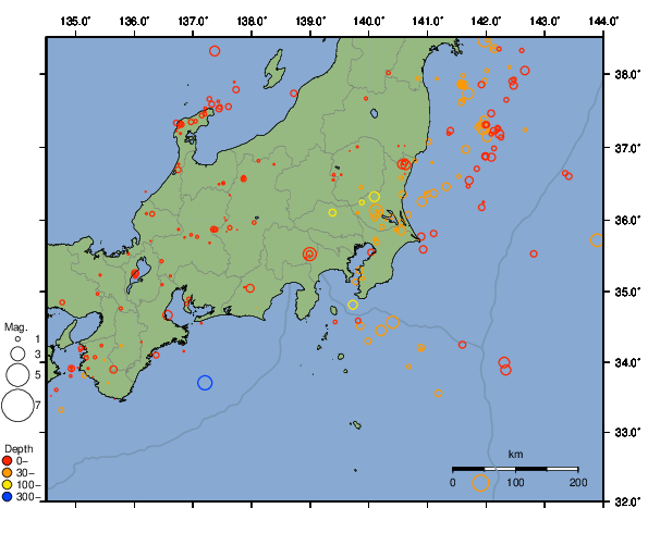 震央分布図