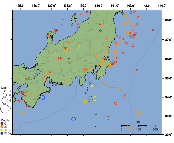 震央分布図