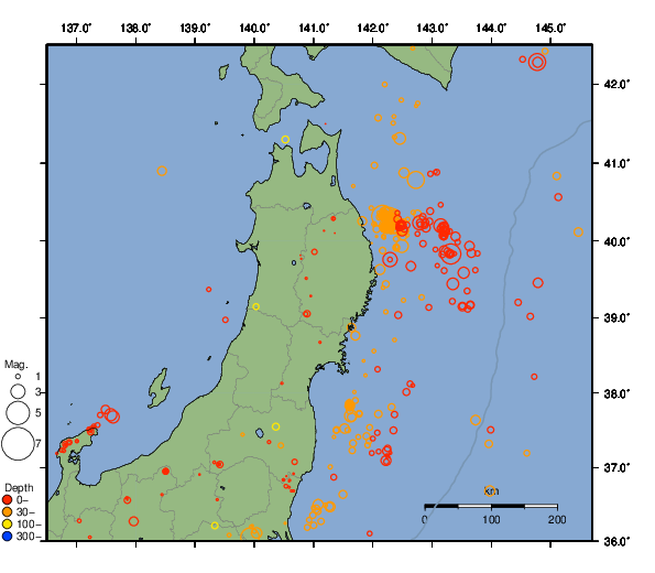 震央分布図