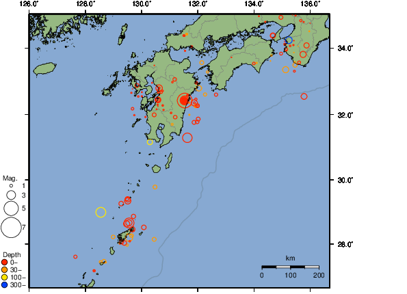 震央分布図