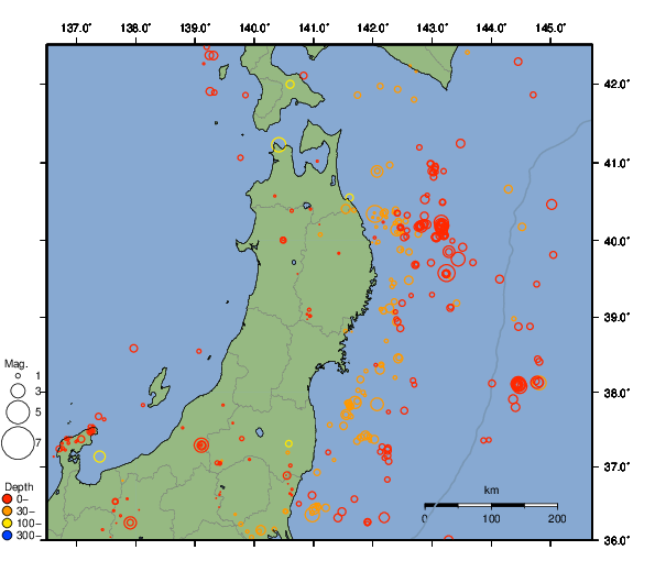 震央分布図