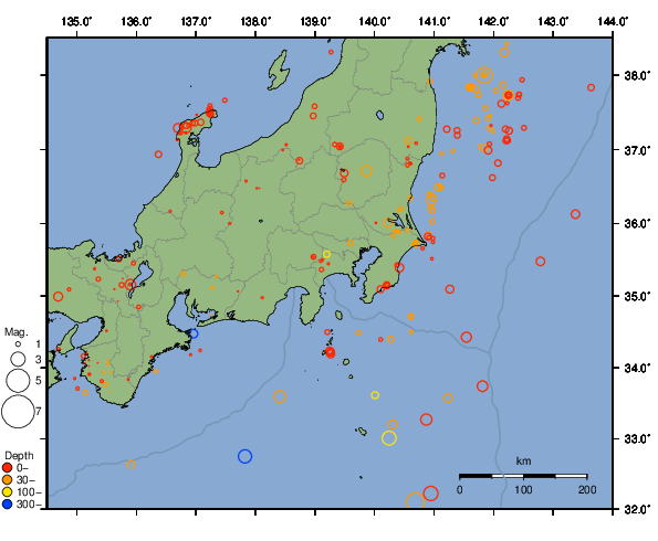 震央分布図