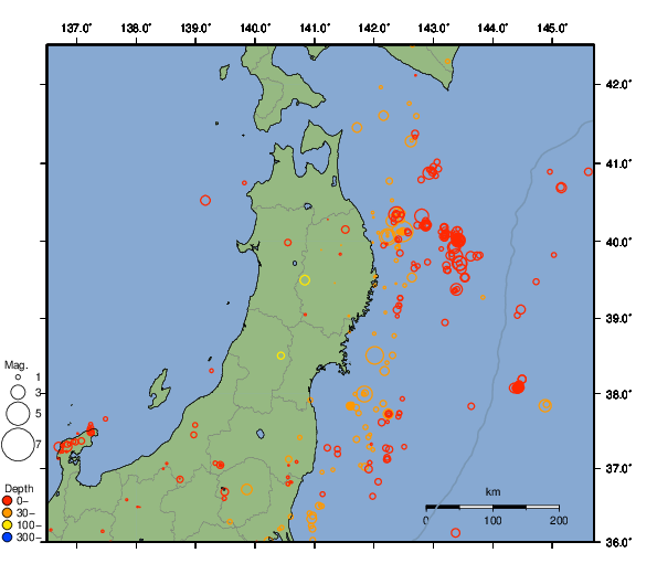 震央分布図