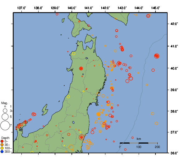 震央分布図