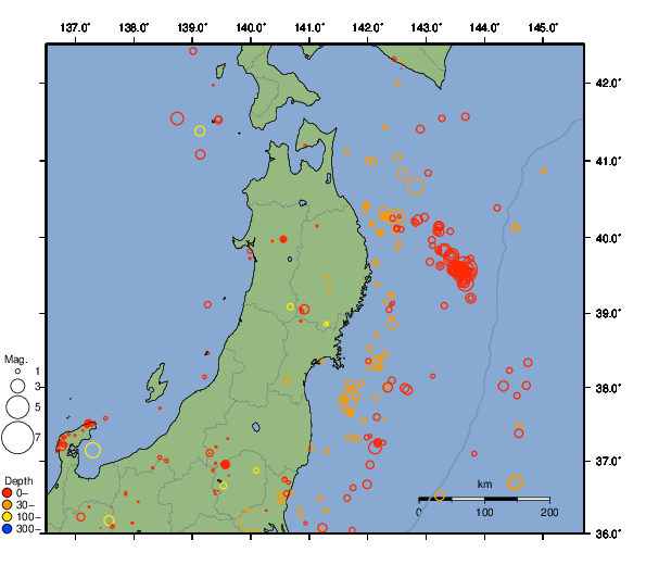 震央分布図