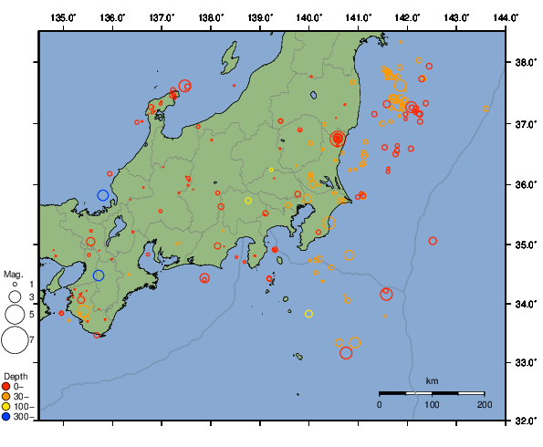 震央分布図