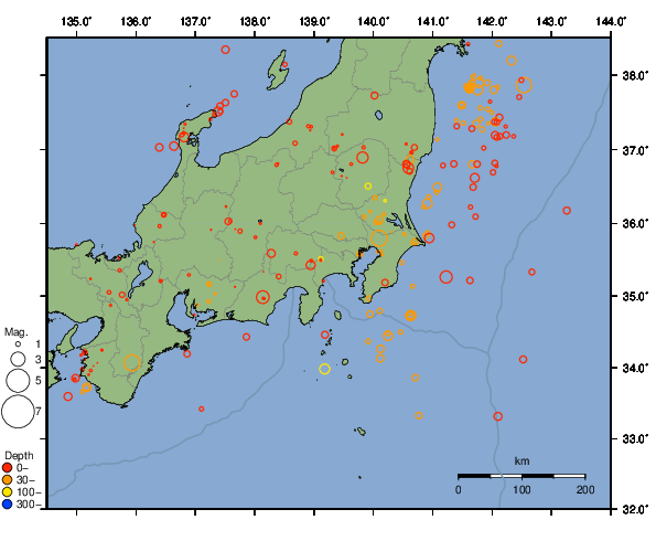 震央分布図