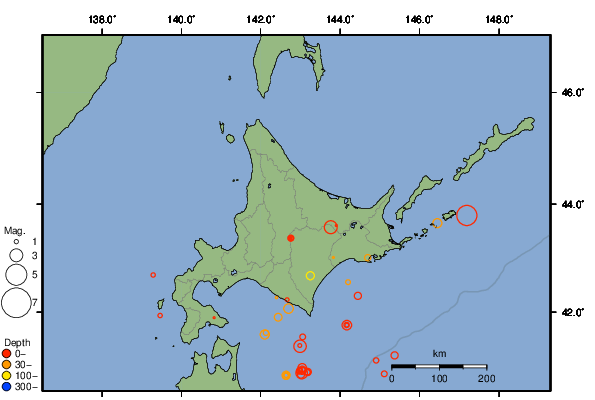 震央分布図