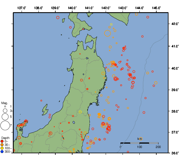 震央分布図