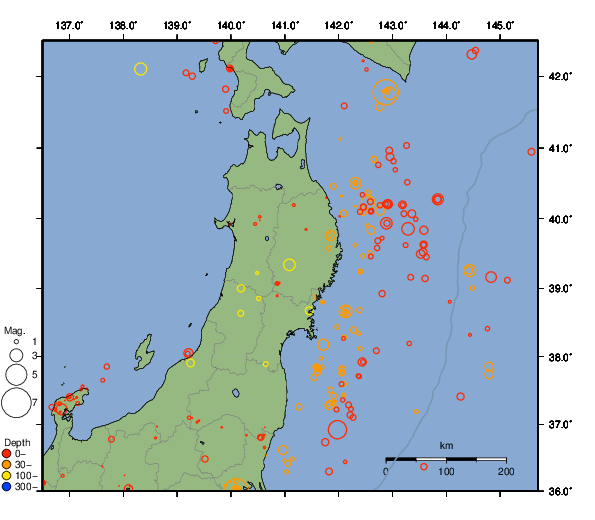 震央分布図