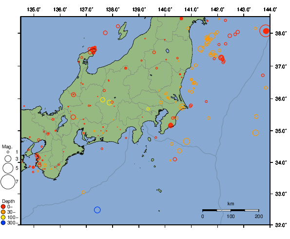 震央分布図