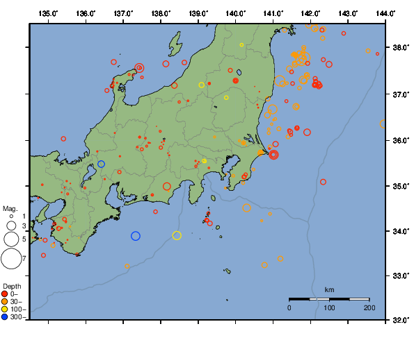 震央分布図