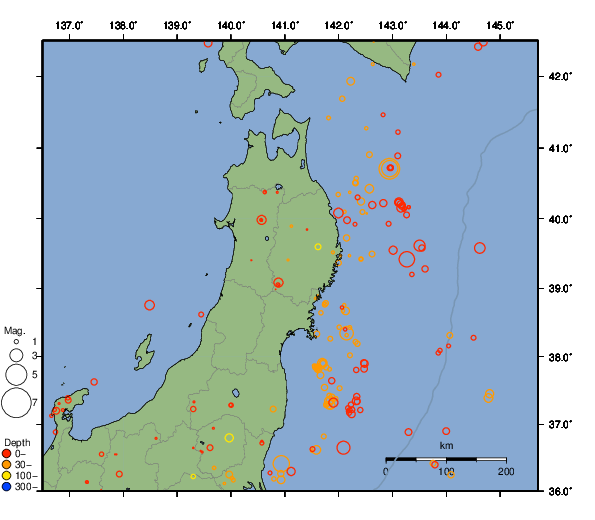 震央分布図