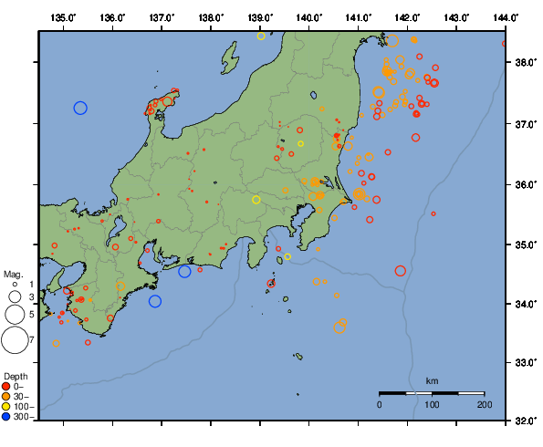 震央分布図