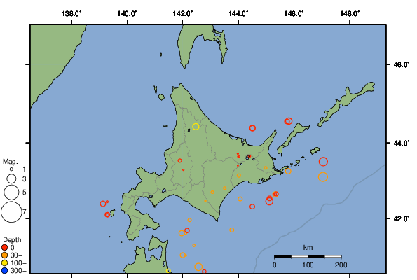 震央分布図