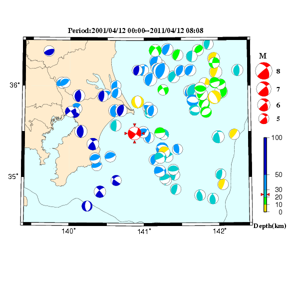 過去に起きた地震のＣＭＴ解
