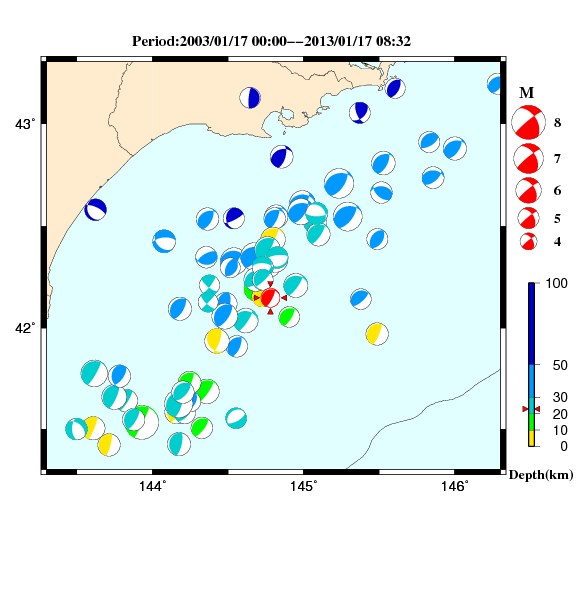 過去に起きた地震のＣＭＴ解