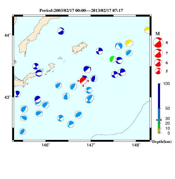 過去に起きた地震のＣＭＴ解