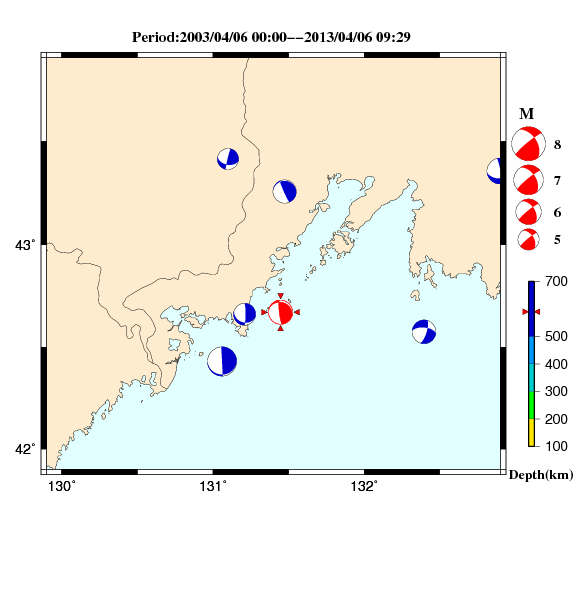 過去に起きた地震のＣＭＴ解