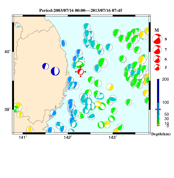 過去に起きた地震のＣＭＴ解
