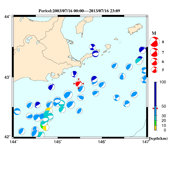 過去に起きた地震のＣＭＴ解