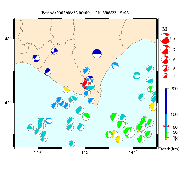 過去に起きた地震のＣＭＴ解