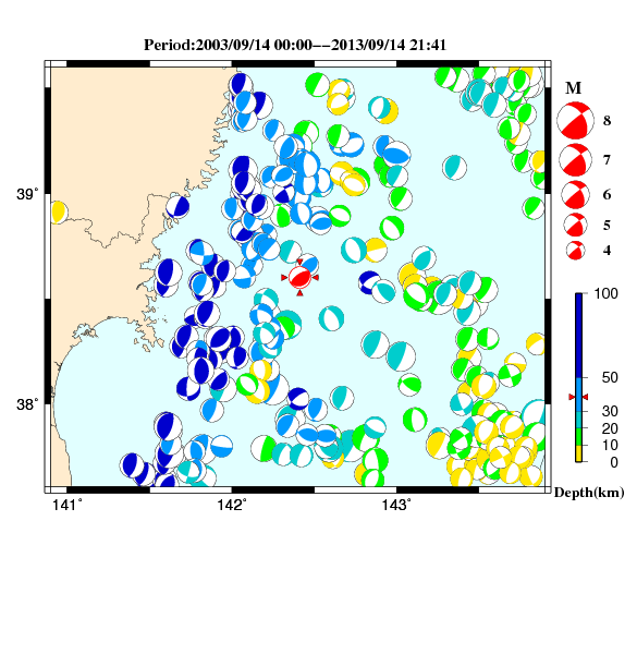 過去に起きた地震のＣＭＴ解
