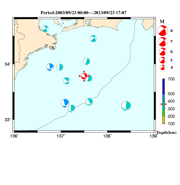 過去に起きた地震のＣＭＴ解