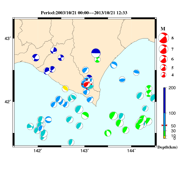過去に起きた地震のＣＭＴ解
