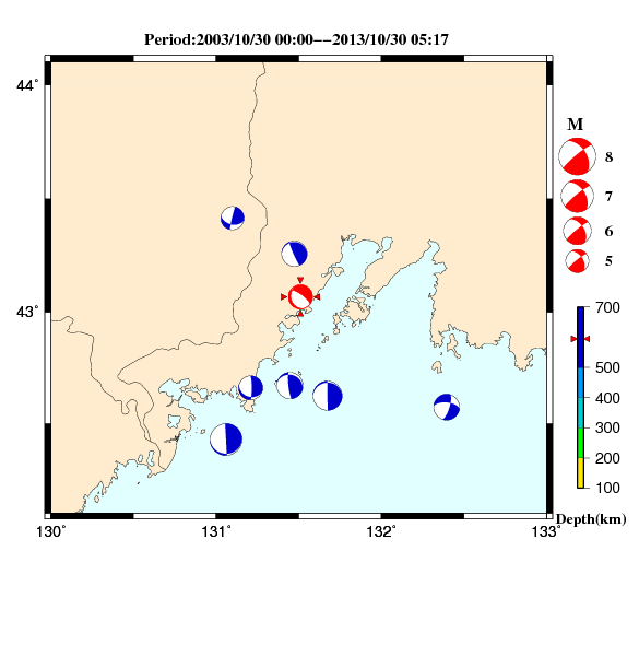 過去に起きた地震のＣＭＴ解