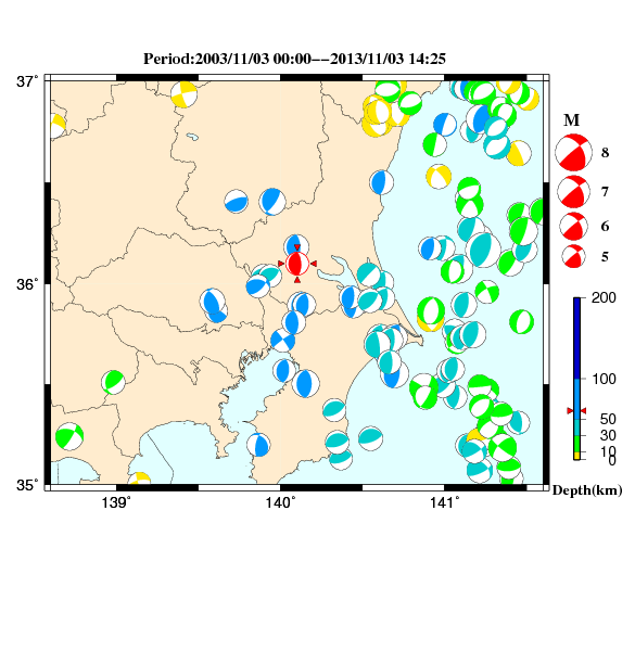 過去に起きた地震のＣＭＴ解