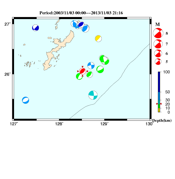 過去に起きた地震のＣＭＴ解