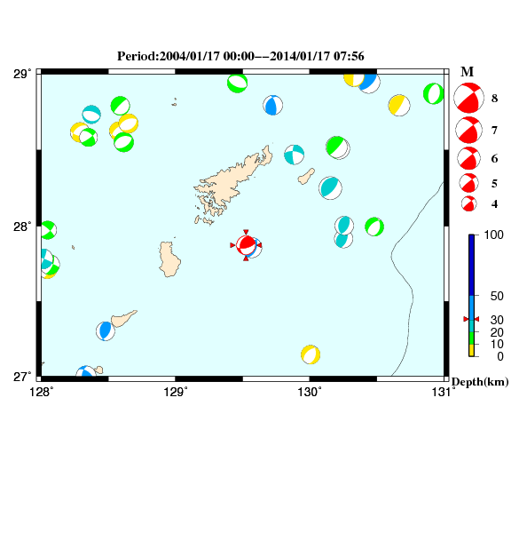 過去に起きた地震のＣＭＴ解