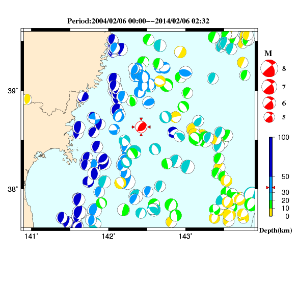 過去に起きた地震のＣＭＴ解