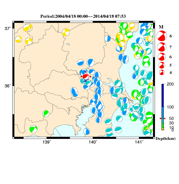 過去に起きた地震のＣＭＴ解