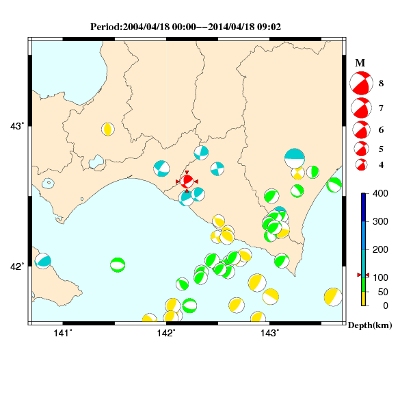 過去に起きた地震のＣＭＴ解