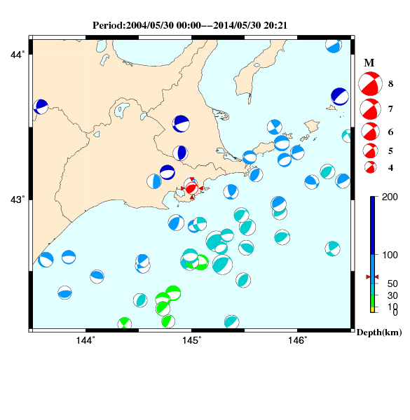 過去に起きた地震のＣＭＴ解