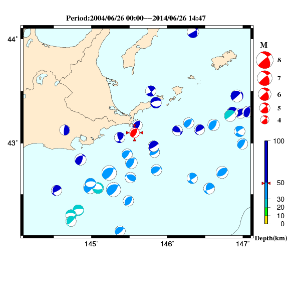 過去に起きた地震のＣＭＴ解