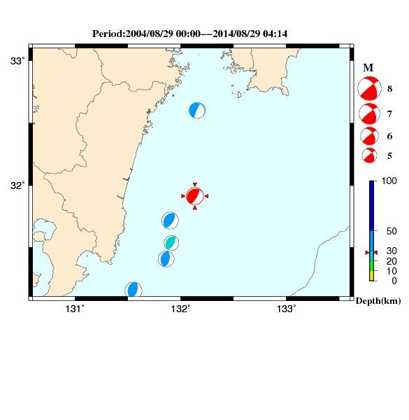 過去に起きた地震のＣＭＴ解