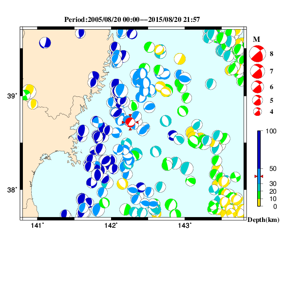 過去に起きた地震のＣＭＴ解