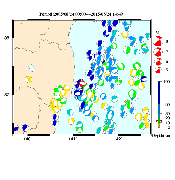 過去に起きた地震のＣＭＴ解
