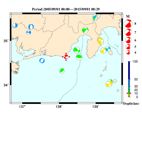 過去に起きた地震のＣＭＴ解