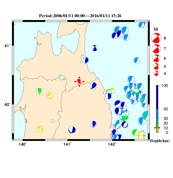 過去に起きた地震のＣＭＴ解